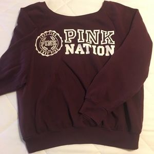 VS PINK Nation Wide Scoop Neck Crew Pullover